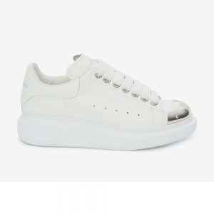 Alexander McQueen Unisex Oversized Sneaker White Calf Leather Lace-up Sneaker