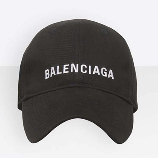Balenciaga Unisex Classic Baseball Cap with Balenciaga Embroidered Logo-Black
