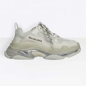 Balenciaga Unisex Shoes Triple S Clear Sole Trainers-White
