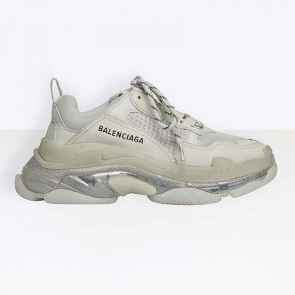 Balenciaga Unisex Shoes Triple S Clear Sole Trainers-White