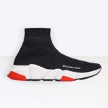 Balenciaga Unisex Speed Trainers in Knit and Balenciaga Logo-Red
