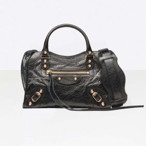 Balenciaga Women Classic Gold Mini City Cross Body Lambskin Bag