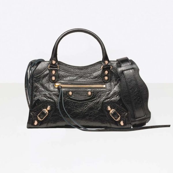 Balenciaga Women Classic Gold Mini City Cross Body Lambskin Bag