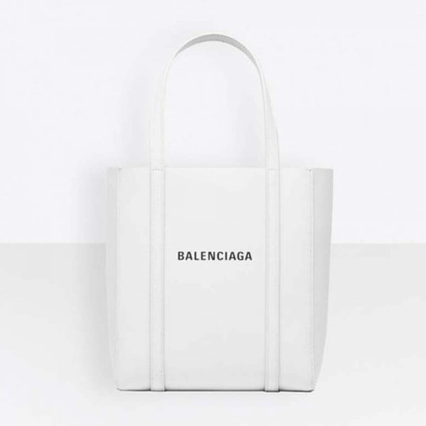 Balenciaga Women Everyday Tote XXS Calfskin Tote Thin Handles-White