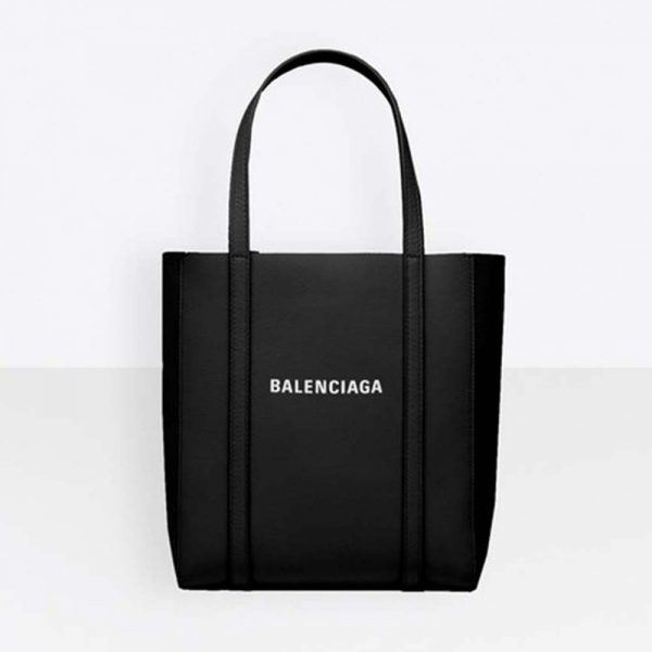Balenciaga Women Everyday Tote XXS Calfskin Tote with Thin Handles-Black