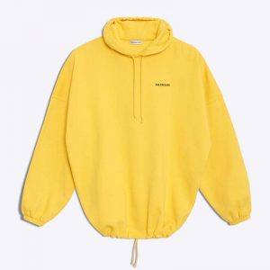 Balenciaga Women Hoodie Cardigan Logo Printed Hooded Sweater-Yellow
