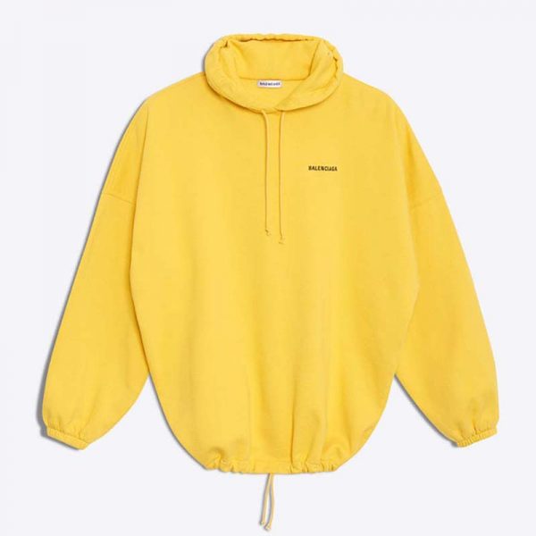 Balenciaga Women Hoodie Cardigan Logo Printed Hooded Sweater-Yellow