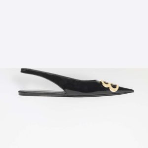 Balenciaga Women Shoes BB Slingback Paten 5mm Heel-Black