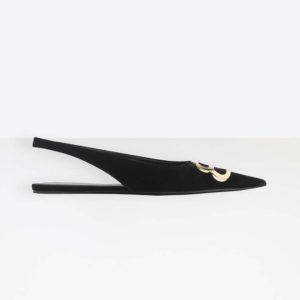 Balenciaga Women Shoes BB Slingback Velvet 5mm Heel-Black