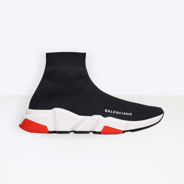 Balenciaga Women Speed Trainers in Knit and Balenciaga Logo-Black