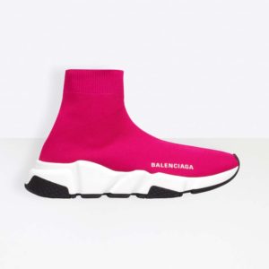 Balenciaga Women Speed Trainers in Knit and Balenciaga Logo-Rose