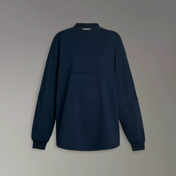 Burberry Men Logo Print Cotton Oversized Top-Navy