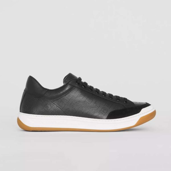 Burberry Men Shoes Logo Print Leather Sneakers-Black