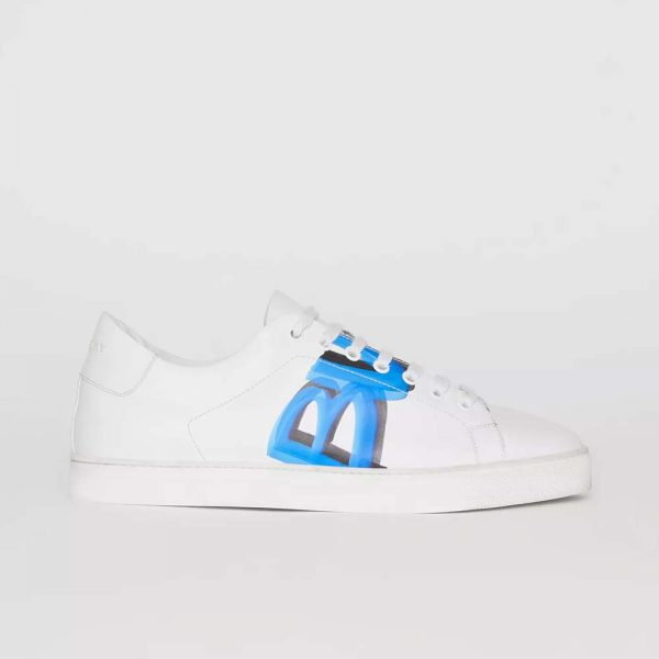 Burberry Unisex Shoes Logo Print Leather Sneakers-White