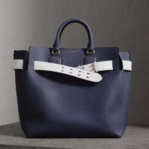 Burberry Women Large Leather Belt Bag-Navy
