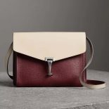 Burberry Women Small Two-Tone Leather Crossbody Bag-Maroon