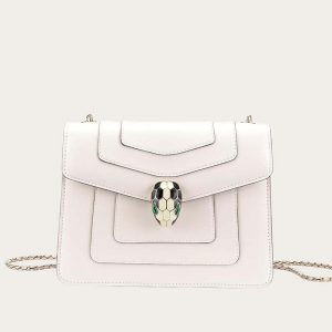 Bvlgari Serpenti Forever Medium Flap Cover Chain Bag Calfskin-White