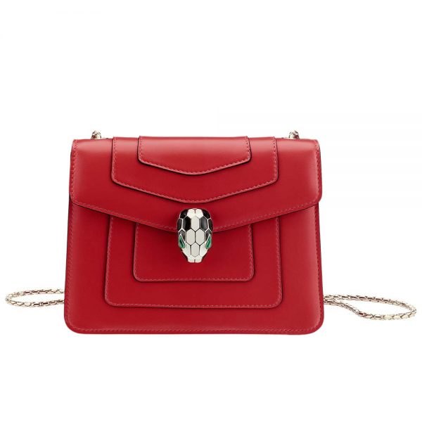 Bvlgari Women Serpenti Forever Flap Cover-Red