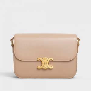 Celine Lady Medium Triomphe Bag in Shiny Calfskin-Sandy