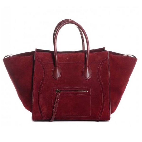 Celine Medium Luggage Phantom Bag in Baby Calfskin Leather-Maroon