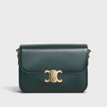 Celine Women Medium Triomphe Bag In Shiny Calfskin-Green