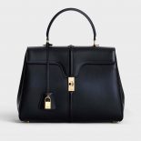 Celine Women Medium16 Bag in Satinated Calfskin-Black