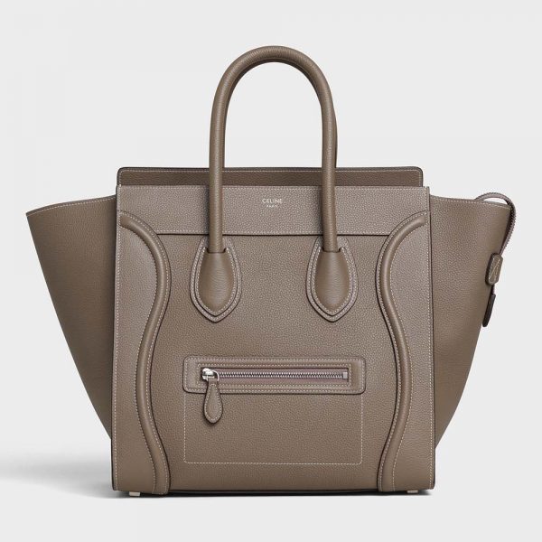Celine Women Mini Luggage Handbag in Baby Drummed Calfskin-Brown