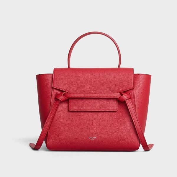 Celine Women Nano Belt Bag in Grained Calfskin Bag-Red