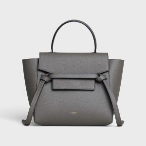 Celine Women Nano Belt Bag in Grained Calfskin-Silver