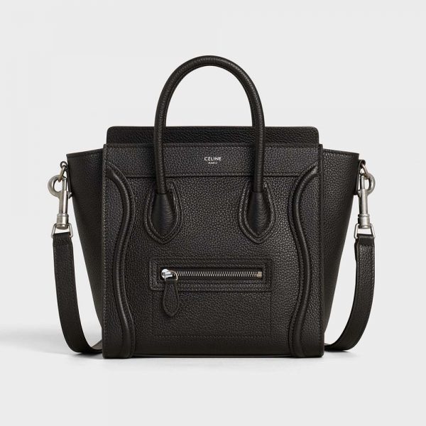 Celine Women Nano Luggage Bag in Drummed Calfskin-Black