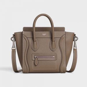 Celine Women Nano Luggage Bag in Drummed Calfskin-Brown