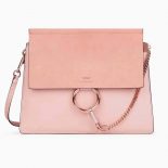 Chloe Medium Faye Shoulder Bag in Smooth & Suede Calfskin-Pink