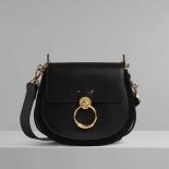 Chloe Women Large Tess Bag in Shiny & Suede Calfskin-Black