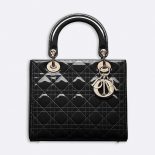 Dior Lady Dior Bag in Bright Patent Calfskin-Black