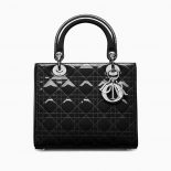 Dior Lady Dior Bag in Patent Cannage Calfskin-Black