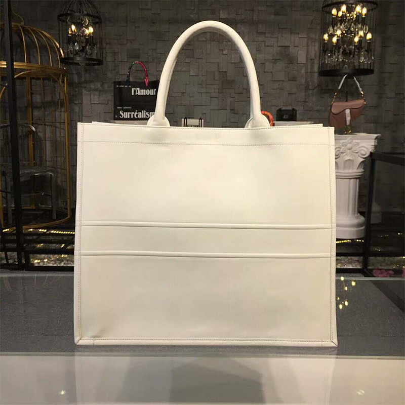 dior book tote white