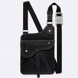Dior Men Black Calfskin Messenger Bag