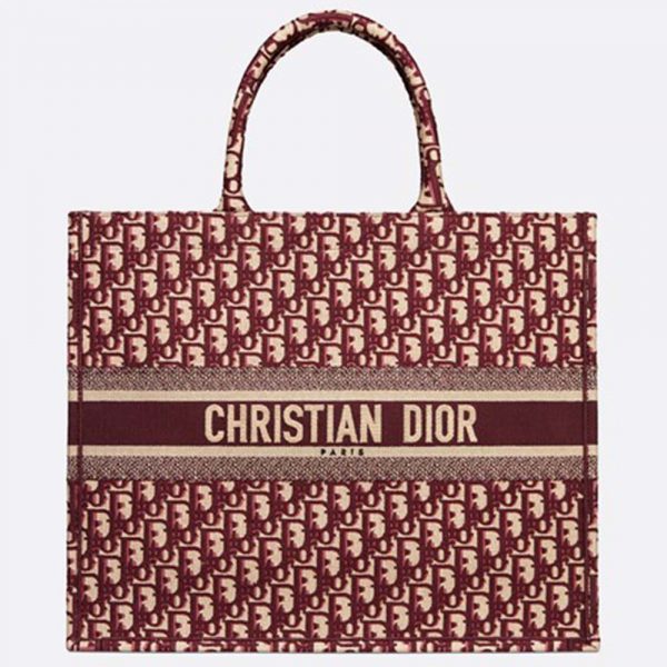 Dior Women Book Tote Dior Oblique Bag in Embroidered Canvas-Red