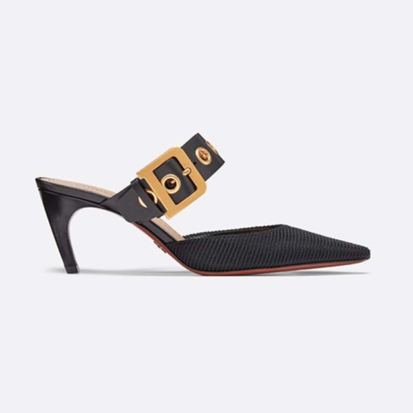 Dior Women D-Dior Mule Technical Canvas Calfskin 6.5 cm Heel-Black