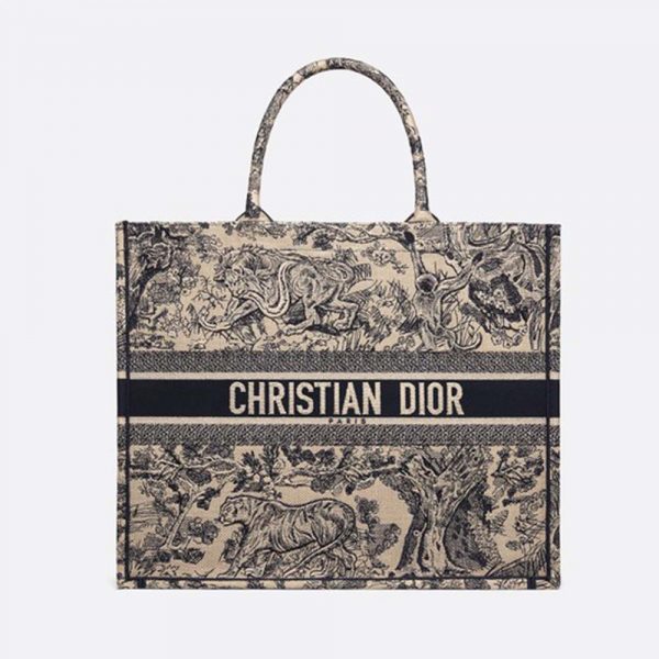 Dior Women Dior Book Tote Toile De Jouy Bag-Navy