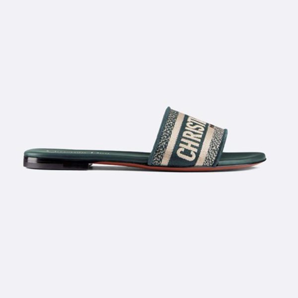Dior Women Dway Embroidered Cotton Mule-Green