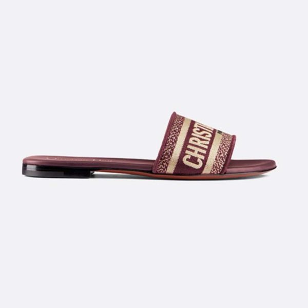 Dior Women Dway Embroidered Cotton Mule-Maroon