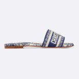 Dior Women Dway Mule in Embroidered Cotton Sandal-Navy