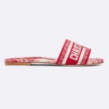 Dior Women Dway Mule in Embroidered Cotton Sandal-Red