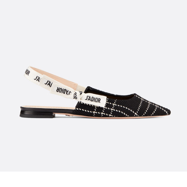 Dior Women J'Adior Tartan Wool Ballet Pump 10mm Heel-Black