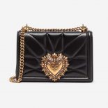 Dolce Gabbana D&G Women Medium Devotion Bag Quilted Nappa Leather-Black