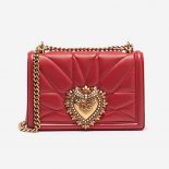 Dolce Gabbana D&G Women Medium Devotion Bag Quilted Nappa Leather-Red