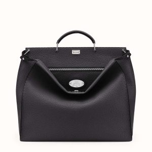 Fendi Unisex Peekaboo Selleria Handle Bag in Leather-Black