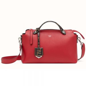 Fendi Women By the Way Regular Leather Boston Bag-Red