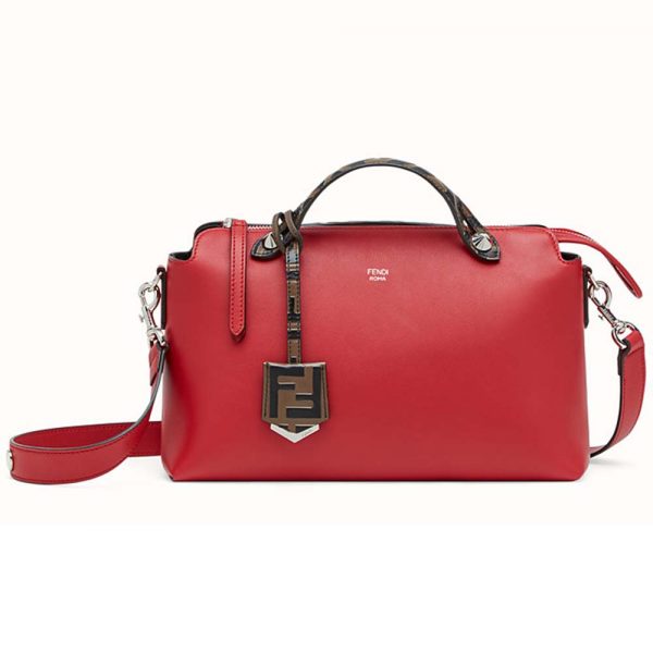Fendi Women By the Way Regular Leather Boston Bag-Red